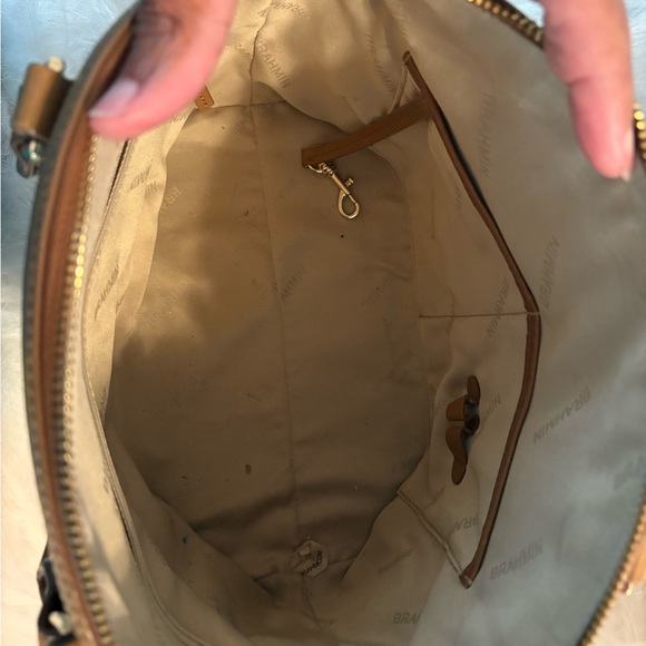 Brahmin Cream and Brown Snakeskin Satchel and Wallet